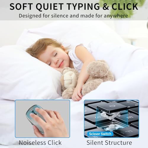 Wireless Keyboard and Mouse, Ultra-Thin Compact Full-Size Keyboard with Numeric Keypad, Calculator Button, USB Receiver, 3-Speed Adjustable DPI, Quiet Click Computer Mice for Laptop PC Windows Mac