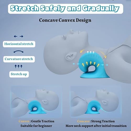 Neck Hump Corrector, Cervical Traction Device, Neck Stretcher for Pain Relief, Neck Stretcher Cervical Traction, Neck and Shoulder Relaxer, Neck Traction Device for TMJ (Blue)