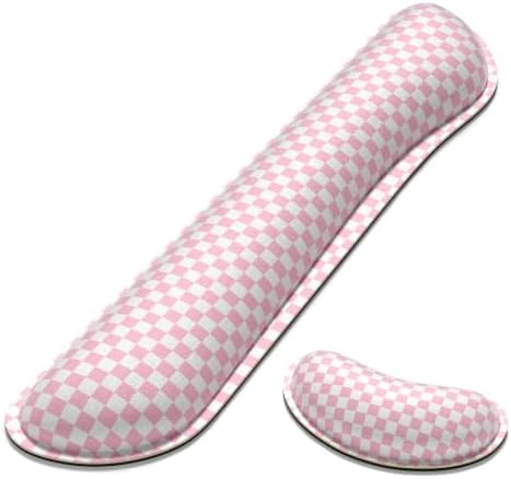 Dapesuom Enlarge Keyboard Wrist Rest, Memory Foam Wrist Cushion for Support, Cute Typing Pain Relief Keyboard Mouse Pad Rests Set with Non-Slip Base for Gaming Laptop Office Computer, Blush Pink