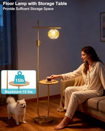 66-Inch Floor Lamp with Table Dimmable Corner Reading Lamp G9 Bulb Included