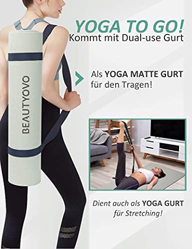 BEAUTYOVO Yoga Mat with Strap, 1/3 Inch Extra Thick Yoga Mat Double-sided Non Slip, Professional TPE Yoga Mats for Women Men, Workout Mat for Yoga, Pilates and Floor Exercises