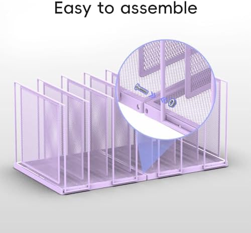 File Organizer for Desk, 7-Section Vertical File Sorter, Paper Holder Organizer Standing Metal File Folder for Office Home Classroom, Purple