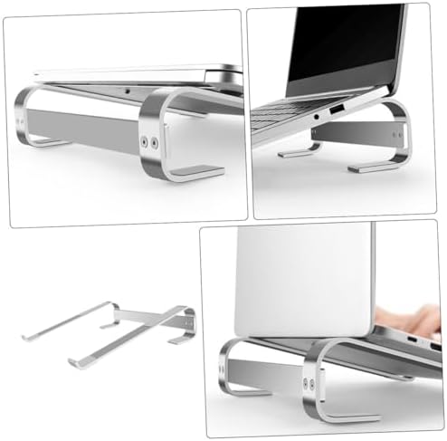 Aluminum Alloy Laptop Stand Ventilated Cooling Notebook Rack Portable Computer Holder Silver for Desk Use Compatible with MacBook and Notebooks