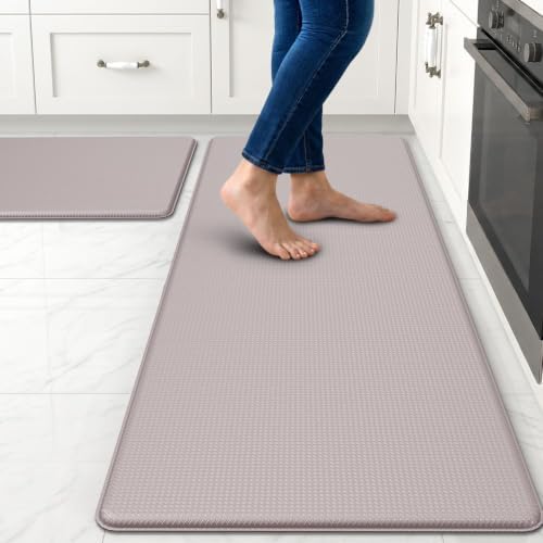 Kitchen Mats for Floor, [2PCS] Anti-Fatigue Kitchen Rugs, Ivory