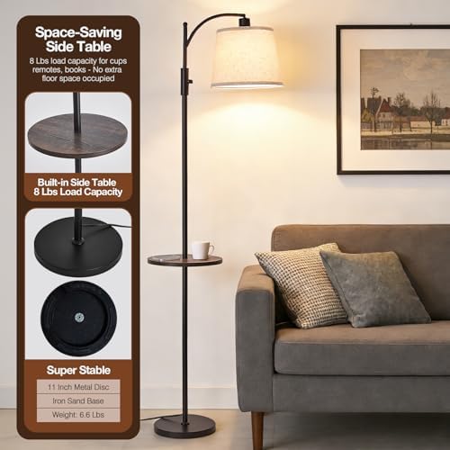 AIDENOEY Smart Floor Lamp with Side Table, Alexa & Google Assistant