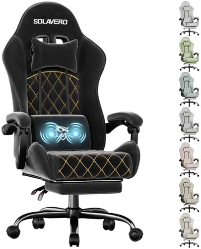 HLDIRECT Massage Recliner Gaming Chair with Footrest for Adults, Black