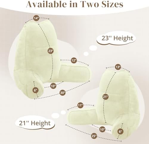 Sasttie Reading Pillow for Bed, Back Pillow for Sitting Up, Cream