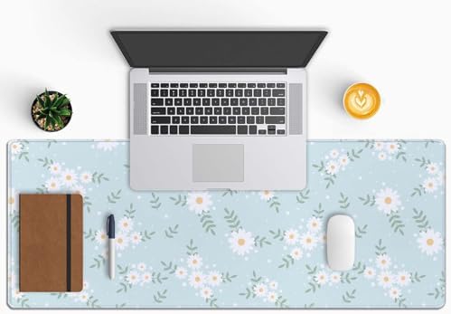 Large Daisy Flower Gaming Mouse Mat - XL Desk Pad for Keyboard Mice - 31.5 x 11.8 Inch Thin Extended Long Mousepad
