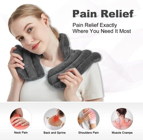 MORLIDEN Neck Heating Pad Microwavable for Shoulders, Warmer Wrap Microwave Heating Pad for Neck and Shoulders for Pain Relief (Gray)