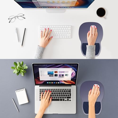 ITNRSIIET Ergonomic Mouse Pad Wrist Support with Memory Foam Massage Bulge & Non-Slip PU Base, Carpal Tunnel Pain Relief, Prevent Wrist Sweating, 12 x 8 x 1.2 inch, Gray Blue