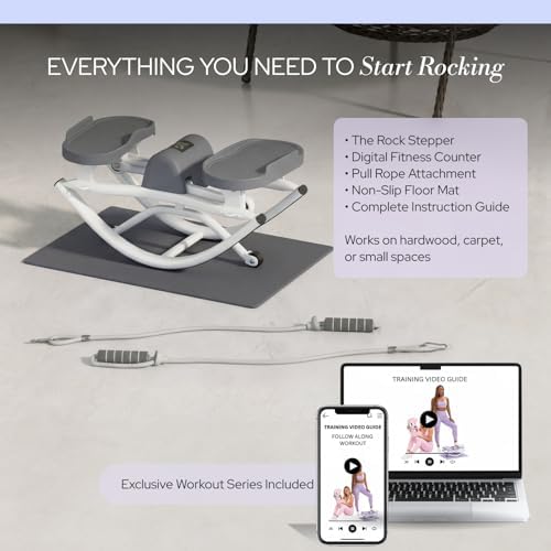 The Rock Stepper - Side to Side Rocking Stepper Machine for Home Workouts - Low Impact Indoor Cardio Leg Glute and Core Training - Quiet Compact Step Rocker Exercise Equipment