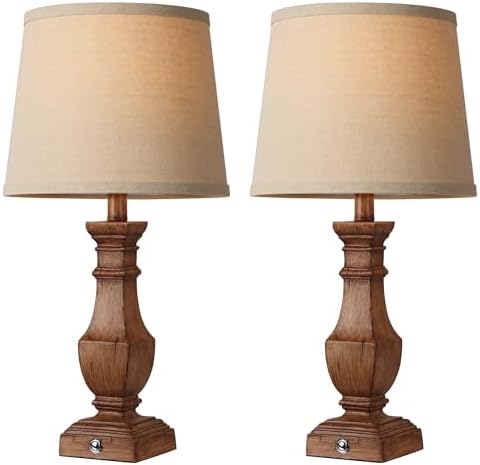 ROTTOGOON Dimmable Table Lamps Set of 2, Rustic Farmhouse Table Lamps for Living Room Bedroom, Bedside Desk Lamps for end Tables, Touch Lamps for nightstand, 9W Bulbs Included, 22", Brown