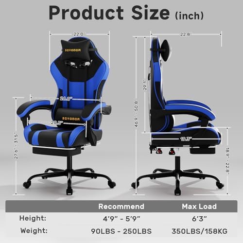 Ergonomic Gaming Chair,A Versatile 3-in-1 Video Game Chair for Work, Study, and Gaming,Features an Adjustable Backrest, Footrest, and Linked Armrests Office Chair for Adults,BlackBlue