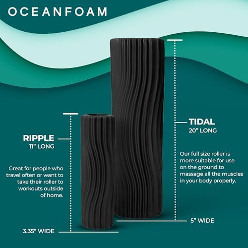 Oceanfoam Tidal Roller - Muscle Massage Foam Roller for Exercise (Charcoal)