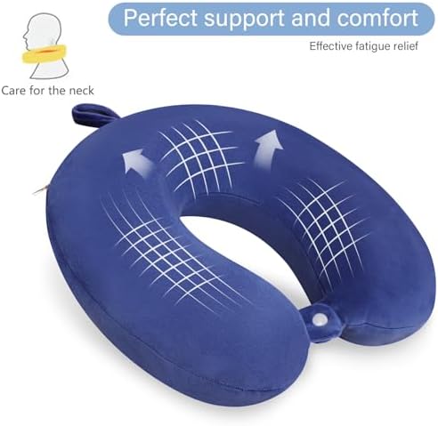 Travel Pillow, Neck Pillows for Airplanes, Memory Foam, Vivid Blue