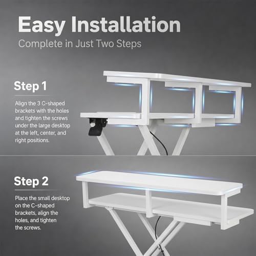 37 Inch Standing Desk Converter, 10.23-24.8 inches Adjustable Height Standing Desk Riser, Sit to Stand Up Duals Monitor Riser Workstation, for Home Office Laptop - White