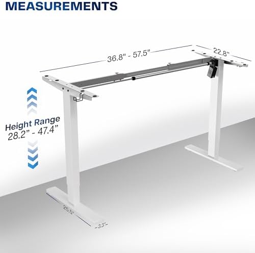 VIVO White Brushless Motor Electric Standing Desk Frame, DESK-V100EWY
