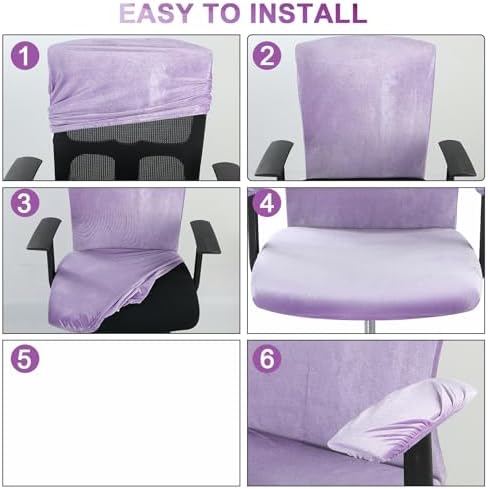 Tallew 4 Pcs Office Chair Covers Set with Armrest, Stretchable,Purple