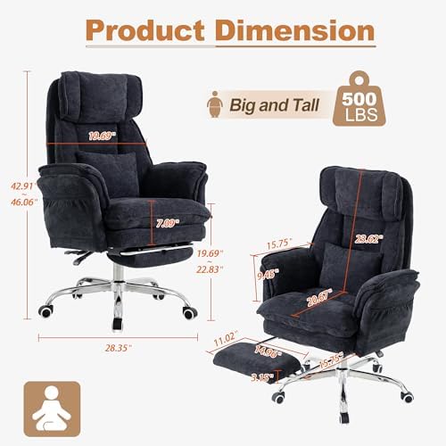 Office Chair with Flip Armrests & Foot Rest,Criss Cross Legged Home Office Desk Chair with Pet Seat,Ergonomic Reclining Computer Gaming Chair,High Back Executive Chair with Lumbar Pillow,Black