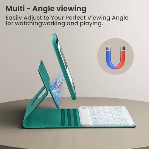 Magnetic Keyboard Case for iPad Air 11-inch (M2 2024) & Pro 11 1st/2nd/3rd/4th,360 Rotation Detachable & 7 Color Backlit BT Keyboard Cover for ipad Air 5th 4th Generation 10.9 inch(Teal)