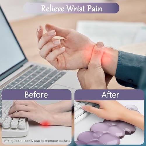 Gel Cloud Wrist Rest for Keyboard and Mouse Gradient Purple Clear Keyboard Wrist Rest Transparent Ergonomic Cute Mouse Wrist Pad Silicone Non-Slip Wrist Pad for Computer Gaming Laptop Home Office