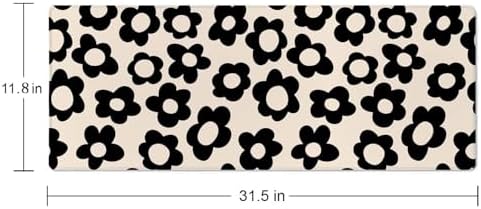 Mouse Pad Gaming, Large Mouse Pads, Non-Slip Rubber Base Mousepad, Keyboard Mouse Mat Desk Pad with Stitched Edges, 31.5x11.8 inch Vintage Black Flowers