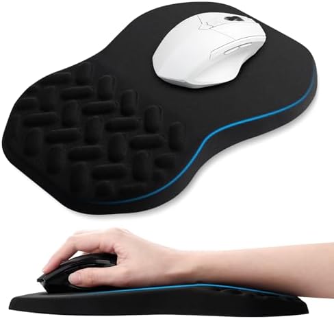 QDOAOF-Ergonomic Mouse Pad Wrist Support with Massage Design, Relieve Wrist Pain Mousepad, Wrist Rest Pain Relief Mousepad with Memory Foam&Non-Slip PU Base, Carpal Tunnel Syndrome (Black)