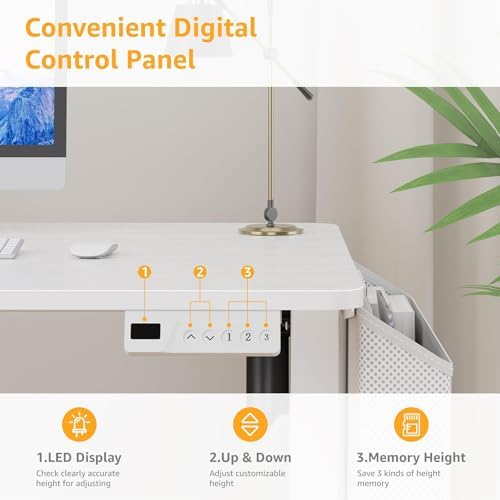 KLUVIS White Electric Sit to Stand Desk, 40 Inch