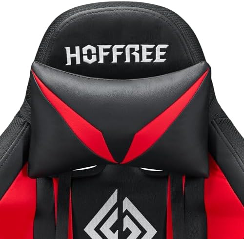 HOFFREE RGB Gaming Chair with Speakers Massage LED Lights Game Chair-Red