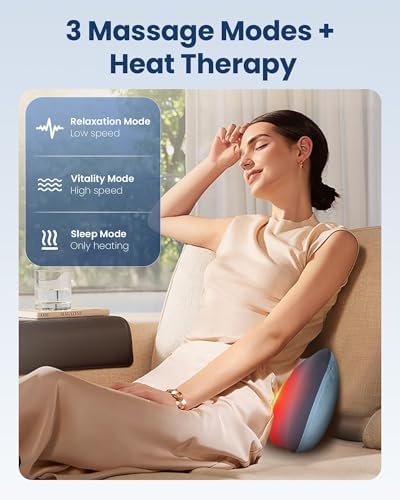 Cordless Shiatsu Neck & Back Massager with Heat,3D Kneading for Pain Relief