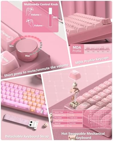 Womier 60% Keyboard QMK/VIA, Pink Gaming Mechanical Keyboard Creamy