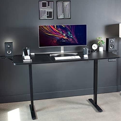 VIVO Clamp-on 6 x 9 inch (11 Including Clamps) Desk Extender, Wrist Support, Armrest Tray, Table Mount for Sit Stand Desks, Black, DESK-EXT09