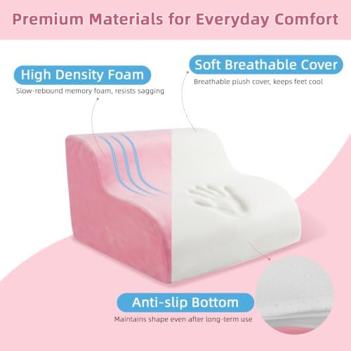 Foot Rest for Under Desk at Work,2-Tier Footrest with Handle Pink