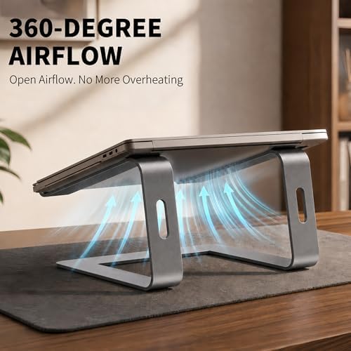 Orionstar Ergonomic Laptop Stand, Aluminum Riser, 10-15.6", Grey