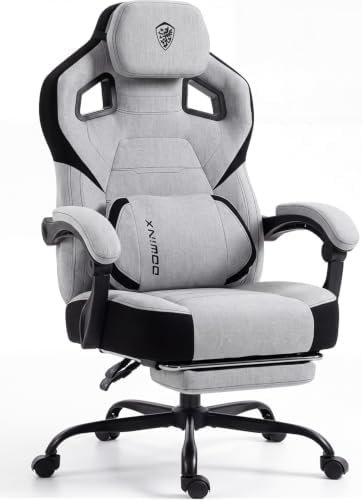 Dowinx Big and Tall Gaming Chair with Footrest, Light Gray