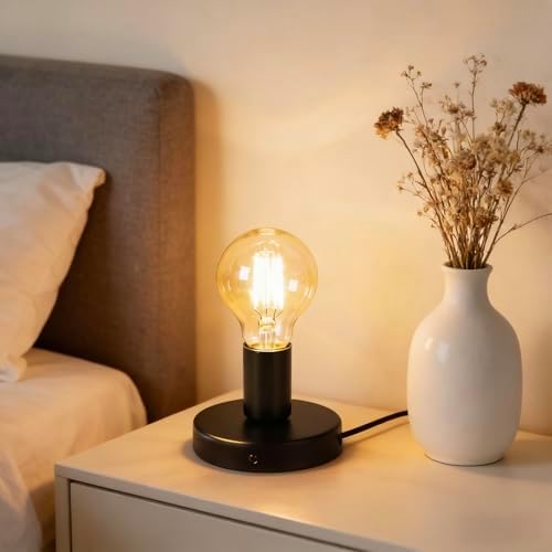 Table Lamp Base, E26/E27 Plug in Lamp Holder with Switch, Black, 2Pcs