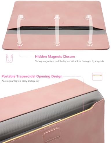 HYZUO 15 Inch Laptop Case Bag Sleeve with Stand for MacBook, Pink