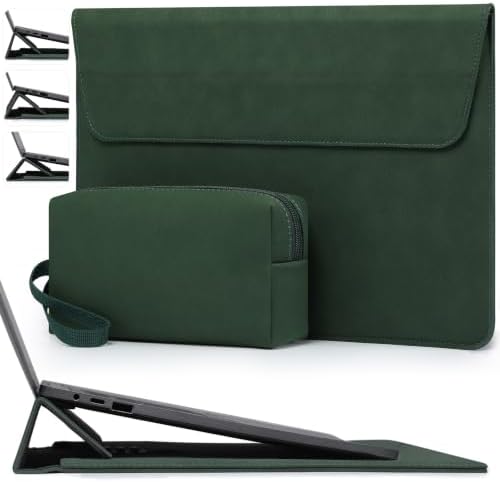 HYZUO 15-16 Inch Laptop Case Sleeve with Adjustable Stand, Midnight Green