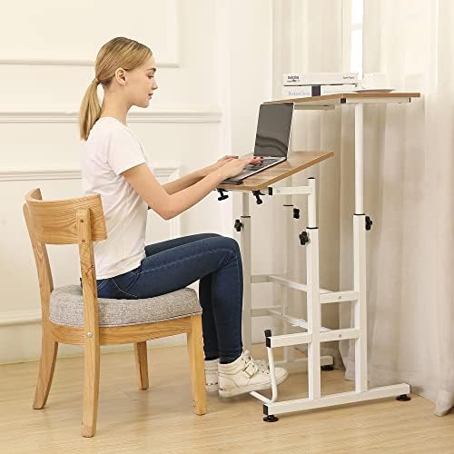 SDADI Adjustable Height Standing Desk with Swinging Footrest Optional for Standing and Seating 2 Modes, Dark Grain L101XWFDT