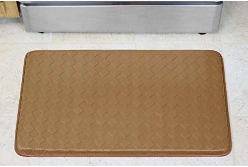 Chef Gear – Anti-Fatigue Kitchen Mat, Basketweave Design, Cushioned Comfort Chef Mat, Standing Relief & Support, Skid-Resistant, Measures 18" x 30", Tan
