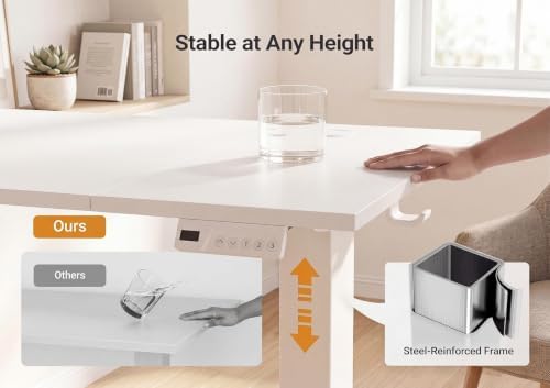 YDN Electric Standing Desk, 55x24 Inch, White