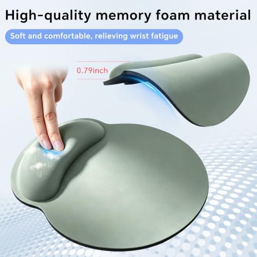 Ergonomic Mouse Pad with Wrist Rest, Lycra Surface, Green