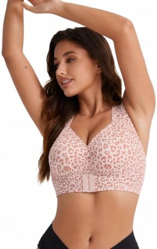 Posture Bra for Women - Front Closure Cross Back Corrector Bras Wireless Seamless Full Support Push Up Bralettes