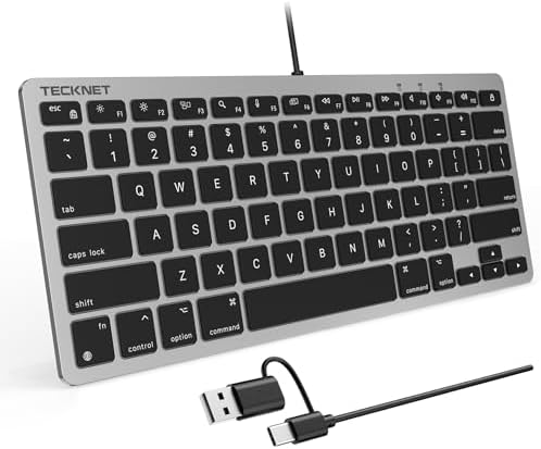 TECKNET Wired Mac Keyboard for MacOS Devices with Dual Interface