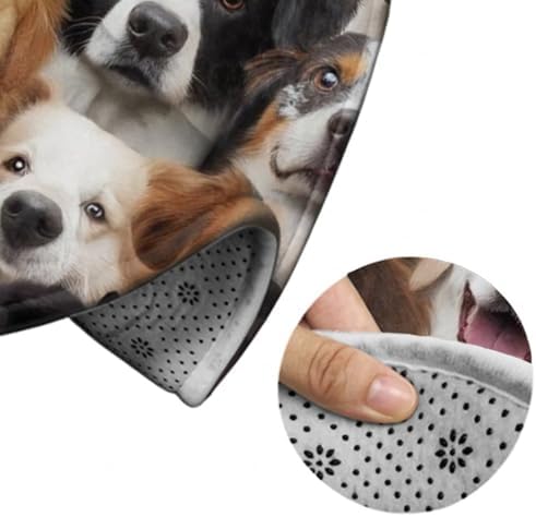 Women's Large Home Decor Mat, Soft Round Yoga Carpet, Non Slip Machine Washable Home Office Circle Rug Cute Dogs Puppy Retriever