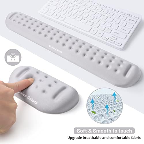 UnivoColors Gray Keyboard Wrist Support and Mouse Wrist Rest Set, Made of Memory Foam Soft Gel, Ergonomic Pad for Computer, Laptop, Mouse, Office, Gaming