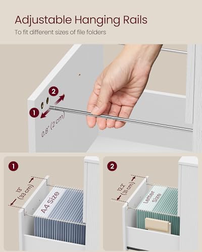 VASAGLE 2-Drawer File Cabinet, Small Rolling Filing Cabinet
