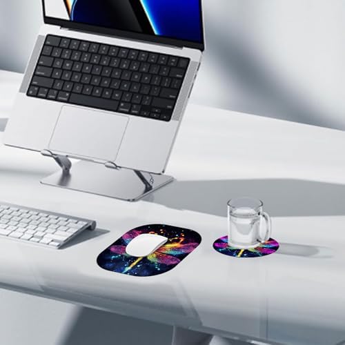 Small Mouse Pad，Mini Mouse Pad 6 x 7 Inch，for Laptop Keyboard Tray Wireless Mouse Home Office Travel，with Non-Slip Rubber Base, Waterproof Mouse Mat，Dragonfly in Space