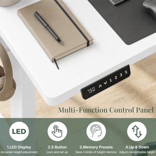 Electric Standing Desk,48in for Home,Office,Gaming,White