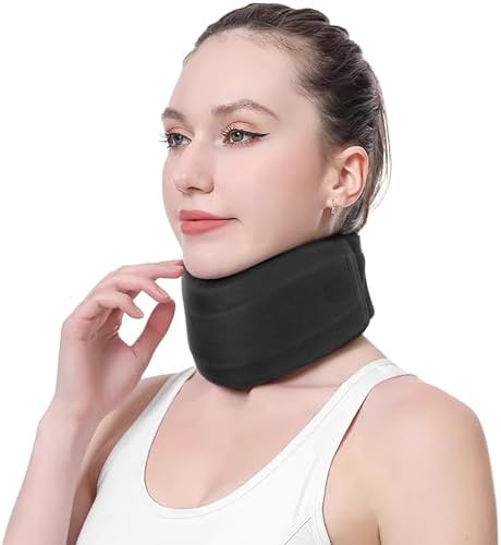 CozyHealth Neck Brace for Neck Pain and Support, Soft Neck Support Relieves Pain & Pressure in Spine for Women & Men, Wrap Align Stabilize Vertebrae Foam Cervical Collar for Sleeping (Black, M, 3.5" Middle Height)